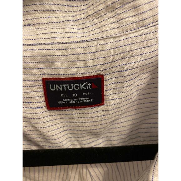 Brand New Untuckit Women's 18 Regular Angelen Blue White Long Sleeve Shirt Top - Picture 4 of 6
